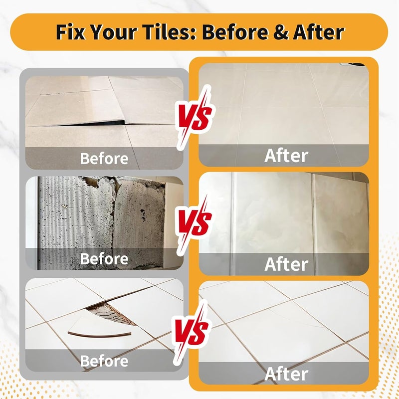 YKF Heavy Duty Tile Adhesive & Repair Glue (10.5oz) – Strong Bonding Kit for Loose Ceramic, Porcelain & Stone – Instant Fix for Hollow Floors & Walls – Easy Squeeze, No-Mess Application - Image 4